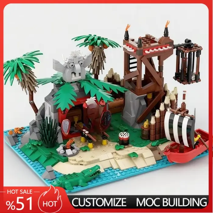 NOUVEAU 1042 PIÈCES MOC Trône du Roi des Îles Remake Scène Pirate Blocs de Construction DIY Jouet Éducatif d'Assemblage Cadeaux d'Anniversaire
