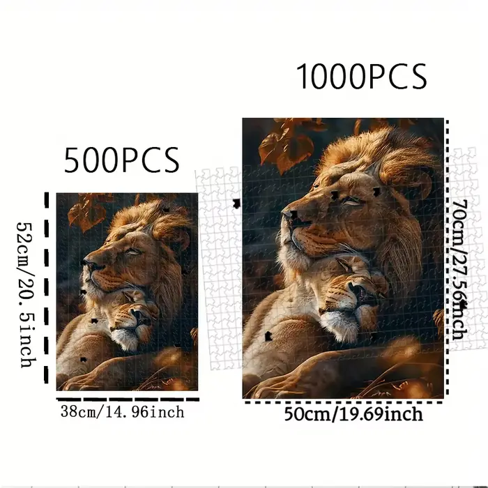 Lion, câlin, feuille Puzzle 500 pièces/1000 pièces Puzzle adulte-jeu familial interactif, Interaction camarade universitaire-Mental Chall