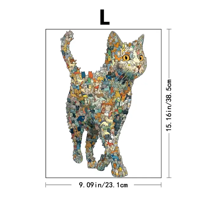 Puzzle chat en bois : cadeau exquis, pièces épaisses et robustes, couleurs vives, décoration de la m