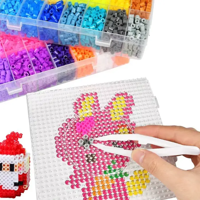 Boîte de perles Hama pour enfants, jouet éducatif, jouets de capacité 3D, perles Chrysler, feuilles 