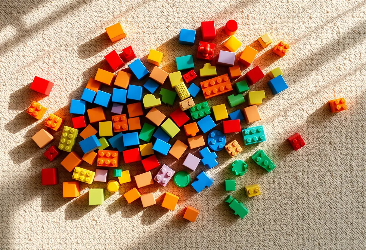 Blocs de construction multicolores sur tapis